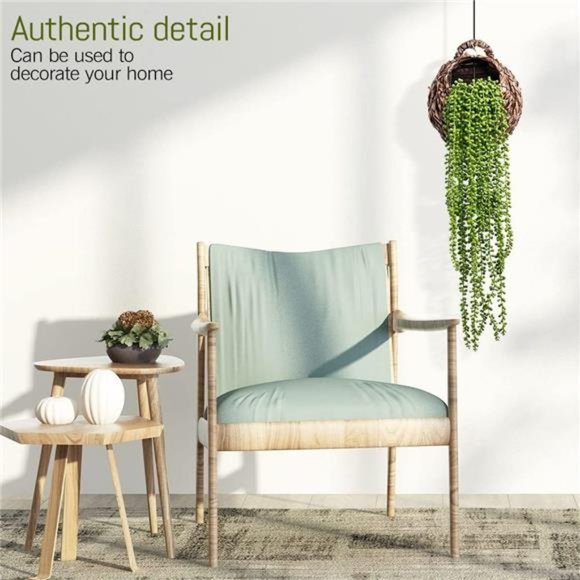 6 Pcs Artificial Succulents Hanging Plants,Fake String of Pearls Greenery Plants - Picture 5 of 6